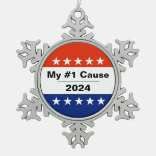 Meine Wahlangelegenheit 2024 Schneeflocken Zinn-Ornament