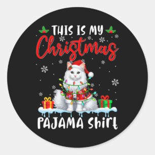Meine Weihnachts Pajama Santa Cat Tiere Weihnachte Runder Aufkleber
