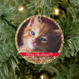 Meine Weihnachtsfrau Gold Glitzer Keramik Ornament