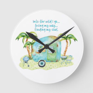 "Meine Weise, meinen Soul" - Camper-Wohnwagen Runde Wanduhr