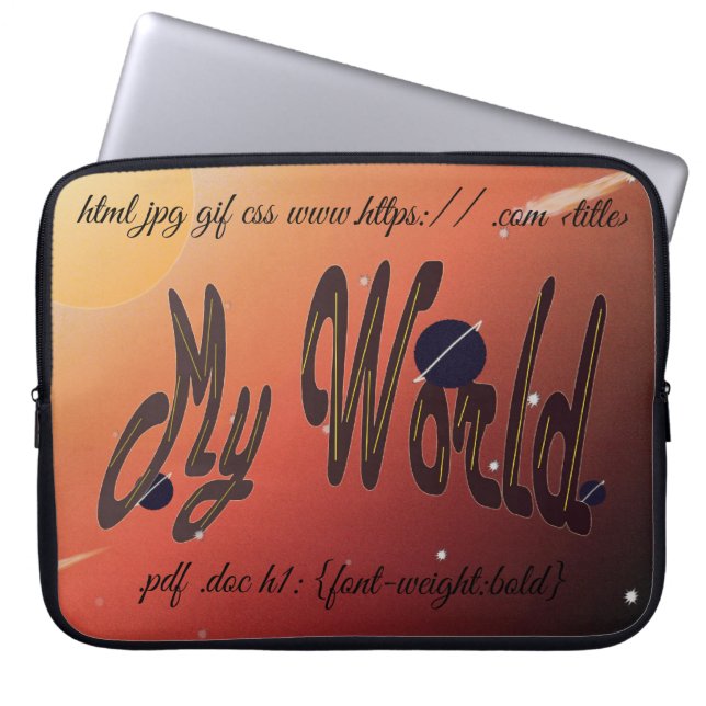"Meine Welt"-Notebook Laptopschutzhülle (Vorderseite)
