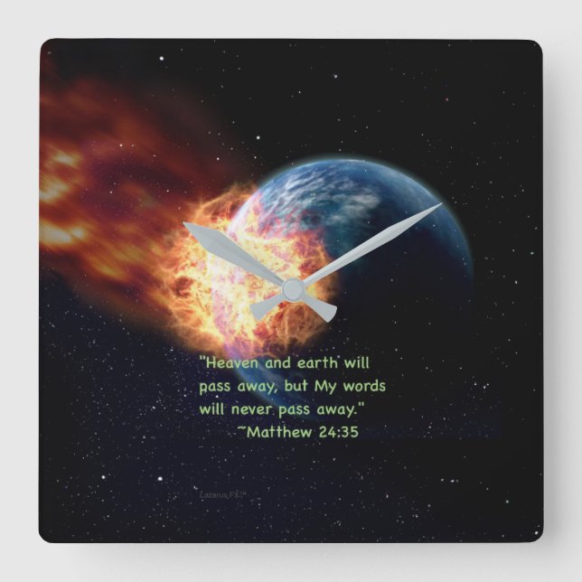 "Meine Wörter " Quadratische Wanduhr (Vorderseite)