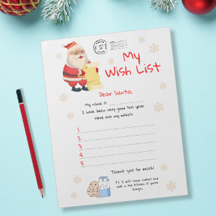 Meine Wunschliste - Klassischer Weihnachtsmann Notizblock
