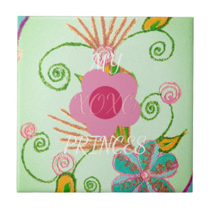 Meine XOXO kleine Prinzessin Floral Art Print Desi Fliese