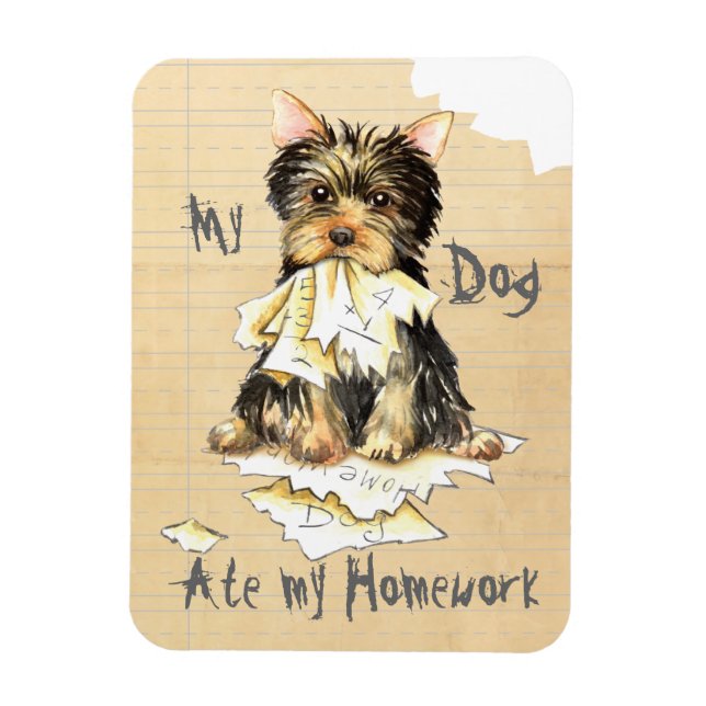 Meine Yorkie Ate meine Hausaufgaben Magnet (Vertikal)