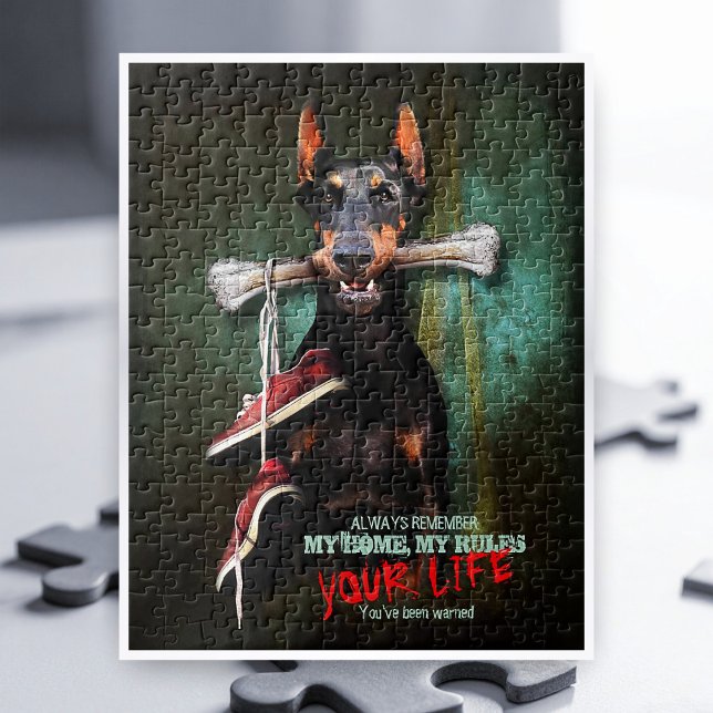 Meine Zuhause, dein Leben: Doberman Dog w. Knochen Puzzle (Von Creator hochgeladen)
