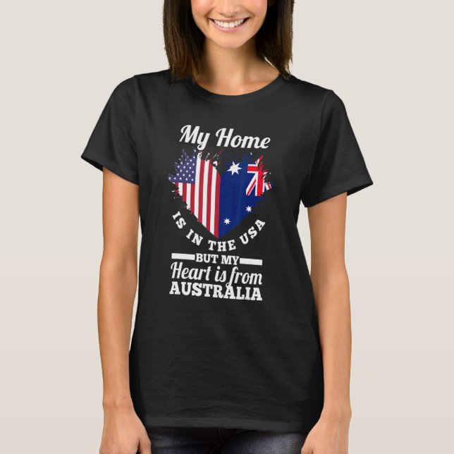Meine Zuhause ist in den USA, aber mein Herz kommt T-Shirt (Vorderseite)