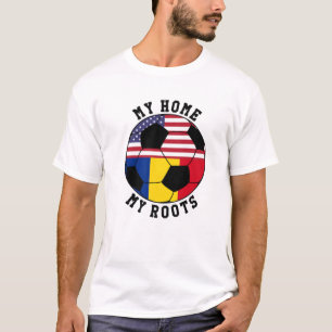 Meine Zuhause Mein Roots Rumänien Flag Fußball T-Shirt