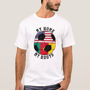 Meine Zuhause Meine Roots Kamerun Flag Fußball T-Shirt
