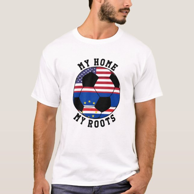 Meine Zuhause My Roots Cape Verde Flag Soccer T-Shirt (Vorderseite)