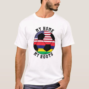 Meine Zuhause My Roots Mauritius Flag Soccer T-Shirt