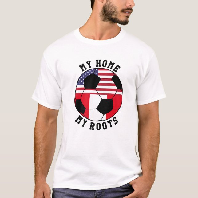 Meine Zuhause My Roots Peru Flag Soccer T-Shirt (Vorderseite)