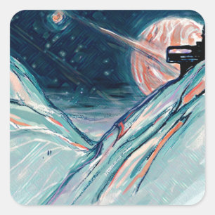 Meine zukünftige Zuhause im Weltraum Quadratischer Aufkleber