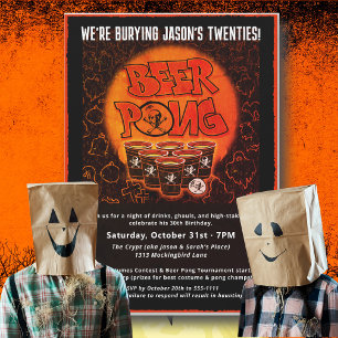 Meine Zwanziger beerdigen Halloween Beer Pong & Ko Einladung