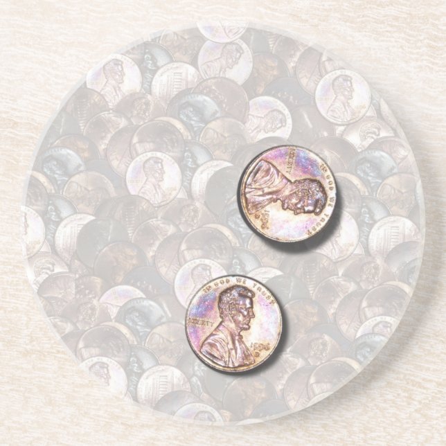 Meine zwei Cents wert (leuchtender Hintergrund) Getränkeuntersetzer (Vorne)