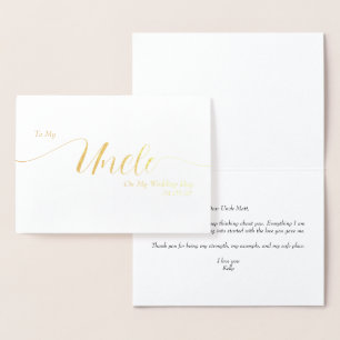 Meinem Onkel am Tag meiner Hochzeit Elegante Schri Folienkarte