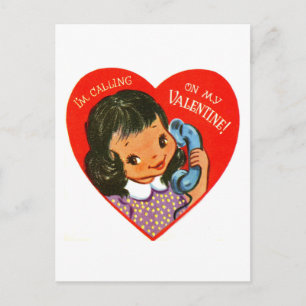 Meinen Valentinstag auf einem Retro-Telefon anrufe Feiertagspostkarte