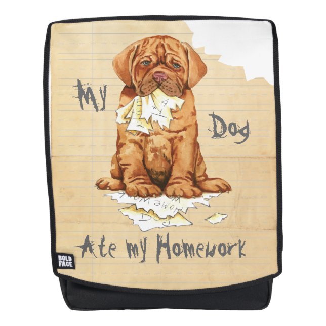 Meines meine Hausaufgaben Dogue de Bordeaux Ate Rucksack (Vorderseite)