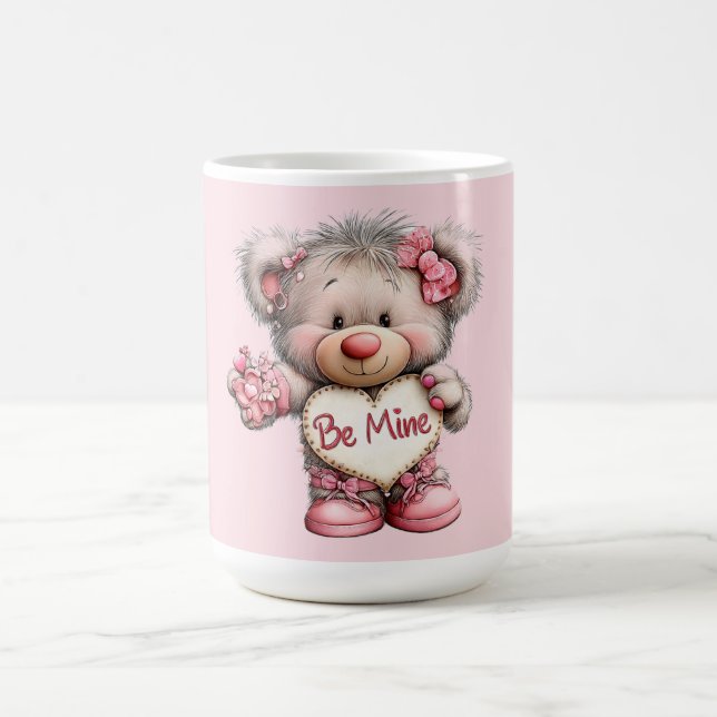 Meins Teddy mit Herzblumenstrauß Kaffeetasse (Mittel)