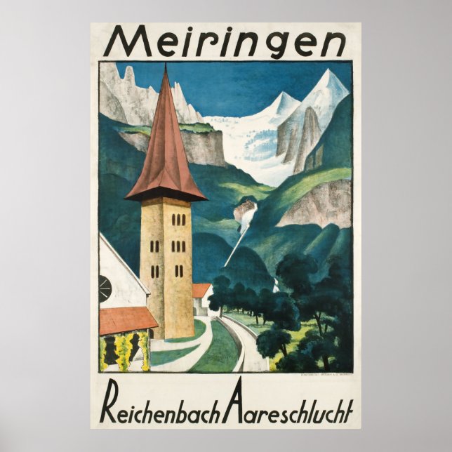 Meiringen, Reichenbach Aareschlucht, Skiposter Poster (Vorne)