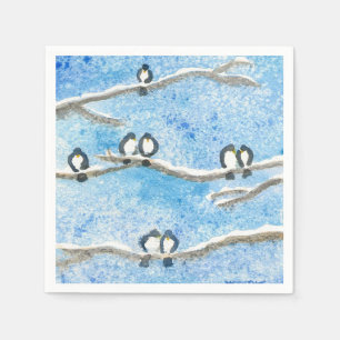 Meise auf Baumzweigen im Winterschnee Geschenk Ta Serviette