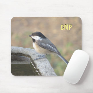 Meise auf Vogelbad Mousepad