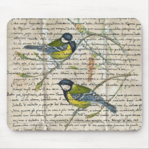 Meisen Vögel Collage Mousepad
