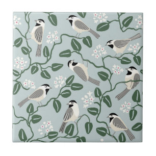 Meisen-Vogel-Wildblumen-Kunsthandwerk Fliese
