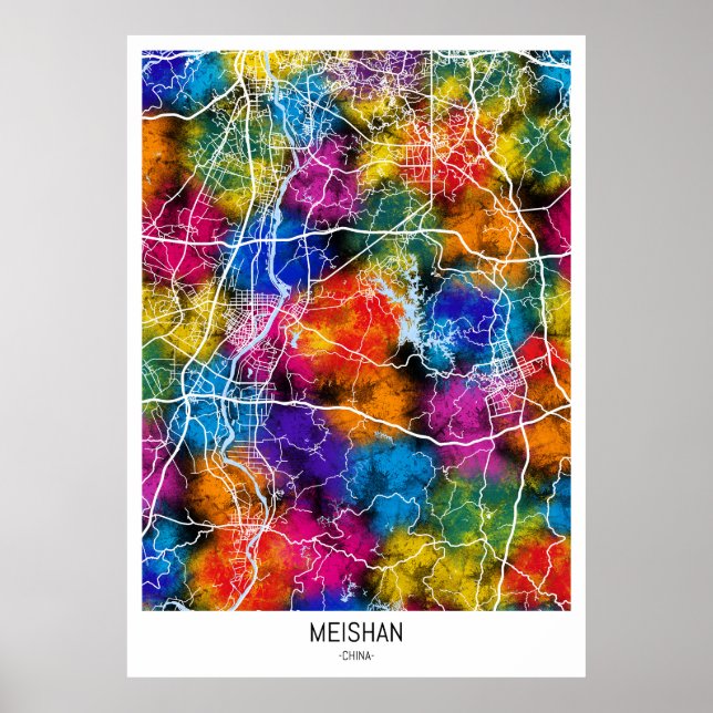 Meishan China City Map Poster (Vorne)