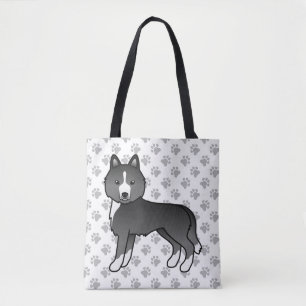 Meist schwarzer sibirischer Husky-Cartoon-Hund & P