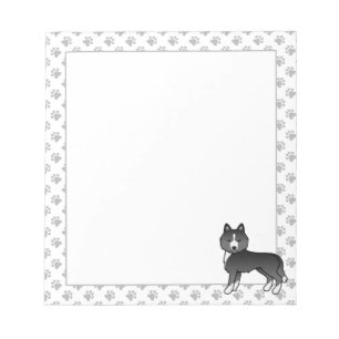 Meist schwarzer sibirischer Husky Niedlicher Carto Notizblock