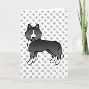 Meist schwarzer sibirischer Husky, süßer Cartoon-H Karte