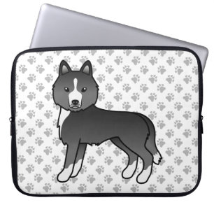 Meist schwarzer sibirischer Husky, süßer Cartoon-H Laptopschutzhülle