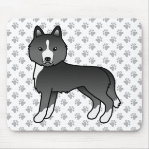 Meist schwarzer sibirischer Husky, süßer Cartoon-H Mousepad