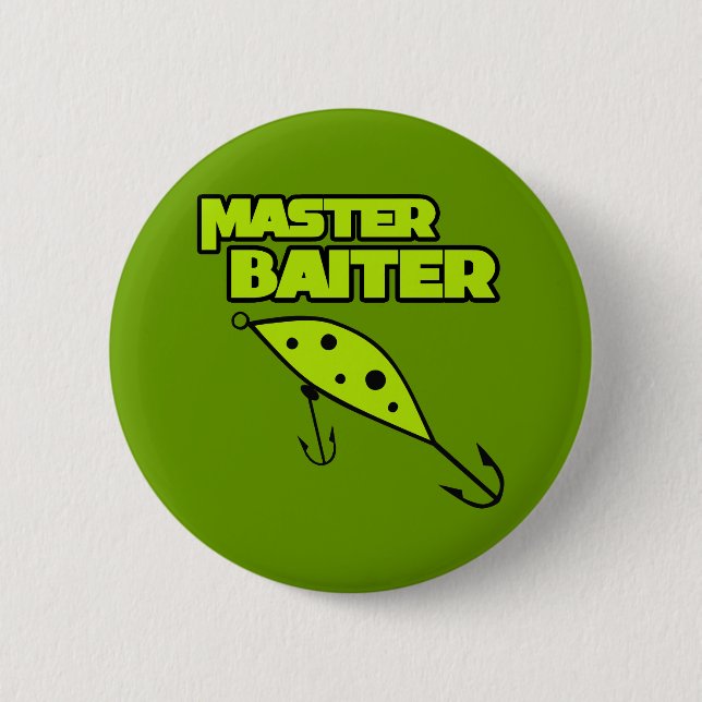 Meister Baiter fischen allein Button (Vorderseite)