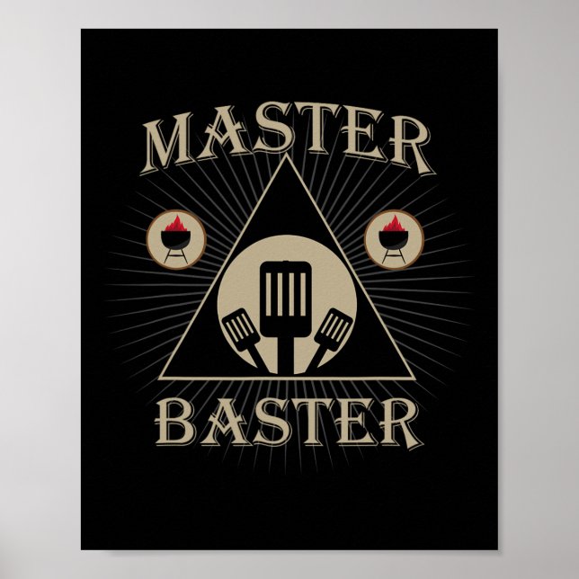 Meister Baster Lustiger Griller Bbq Fleisch Pitmas Poster (Vorne)