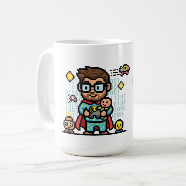Meister der Bytes und Schlafenszeit-Geek-Vater Kaffeetasse (Vorderseite Links)
