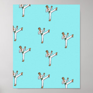 Meister der Kampfkunst in Blau Poster