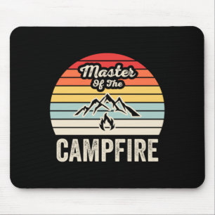 Meister des Lagerfeuers lustiges Camping Retro Vin Mousepad