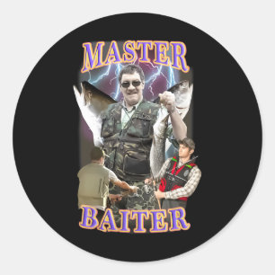 Meister Iter Vintage B Angeln Lustiger Angler Runder Aufkleber