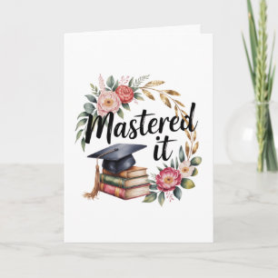 Meisterhaft Abschluss Blumen Bücher Kappe Elegant Karte