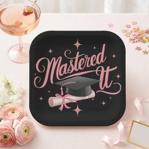 Meisterhaft Pink Script Absolventen-Zitat Pappteller