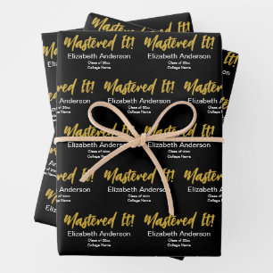 Meisterhaft! Schriftzug in Schwarz, Weiß und Gold Geschenkpapier Set
