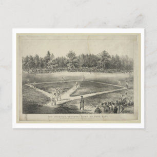 Meisterschaft Baseball, 1866, von Currier & Ives Postkarte