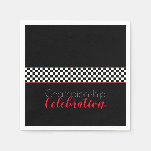 Meisterschaftsfeier Schwarz-Weiß-Karo Serviette (Vorderseite)