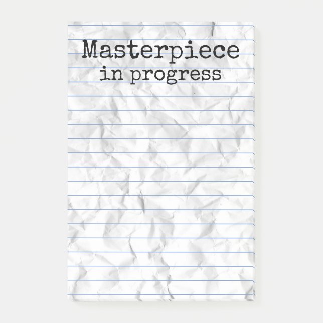 Meisterwerk in Bearbeitung mit gerundet 4x6 Post-it Klebezettel (Vorderseite)