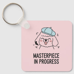 Meisterwerk Pudel Rosy Pink Künstlerisches Mädchen Schlüsselanhänger