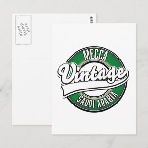 Mekka Saudi-Arabien Vintage-Logo Postkarte