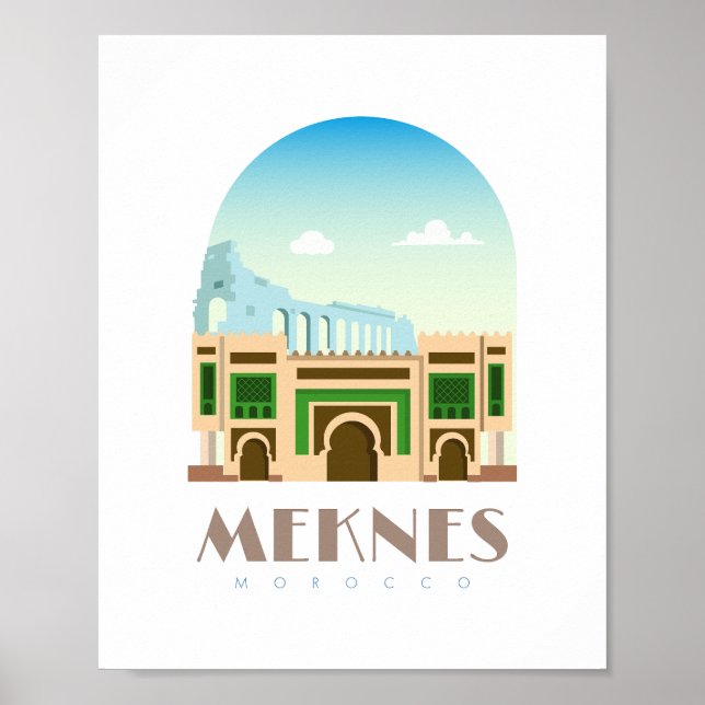 Meknes city morocline Skyline Poster (Vorne)