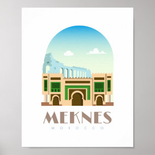 Meknes city morocline Skyline Poster